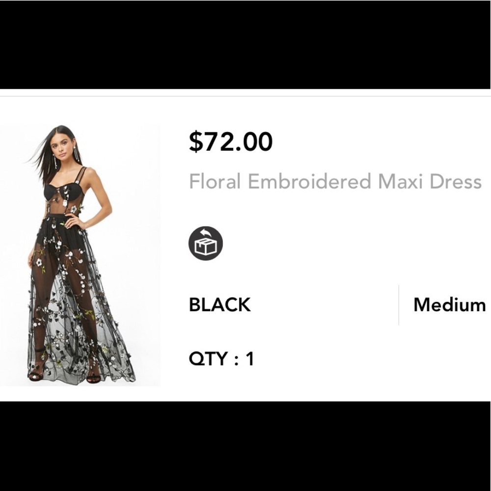 Floral embroidered sheer long dress